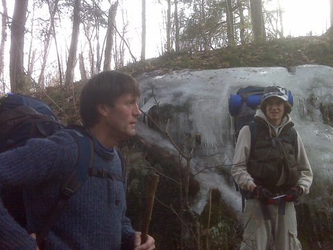 Explorers at the icewall.