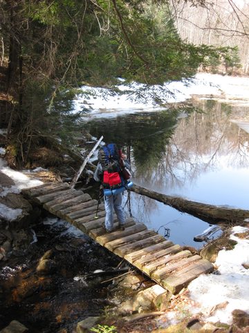 Cross the creek at the that first break location
