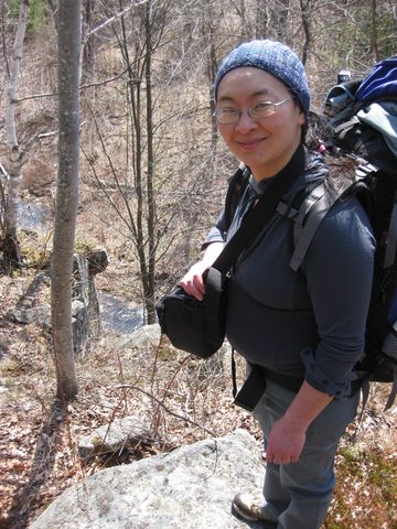 Steph ready for the descent