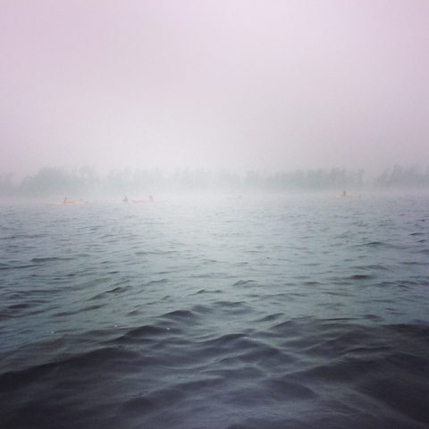 Kayakers in the mist