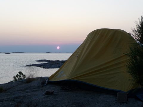 A tent at sunset ... what else!