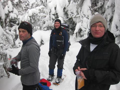 Marv, Tim and Nicolas taking a carb pause in the climb