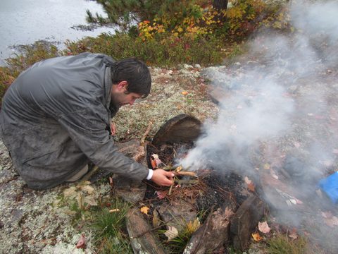 Tony - a whiz at lighting a fire when all was wet.